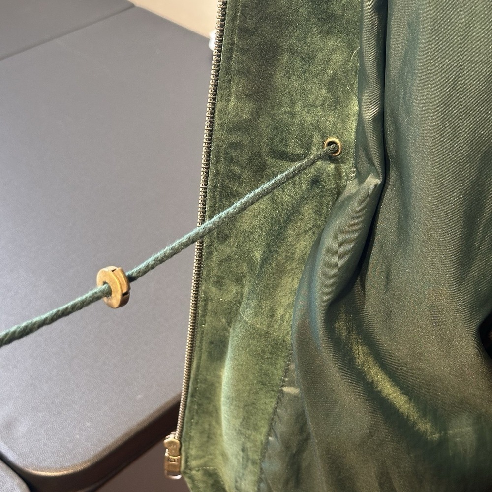 Vtg Preston & York Suede Leather Jacket LG Hooded Colorblock Drawstring Waist - Picture 13 of 16